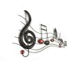 26 Inch Handmade Metal Wall Mount Accent Decor with Musical Notes and Treble Clef, Black, Red