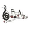 26 Inch Handmade Metal Wall Mount Accent Decor with Musical Notes and Treble Clef, Black, Red