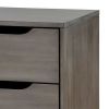 2 Drawer Wooden Nightstand with Cut Out Pulls, Gray