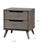 2 Drawer Wooden Nightstand with Cut Out Pulls, Gray
