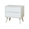 2 Drawer Wooden Nightstand with Recessed Drawer Fronts, White