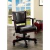 Leatherette Arm Chair with Swivel and Adjustable Height Mechanism, Brown
