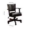 Leatherette Arm Chair with Swivel and Adjustable Height Mechanism, Brown