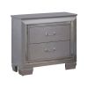 2 Drawer Wooden Nightstand with Embossed Textured Details, Gray