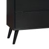 4 Drawer Wooden Chest With Round Tapered Legs, Black