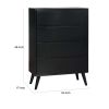 4 Drawer Wooden Chest With Round Tapered Legs, Black