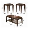 Docila 3Pc Pack Coffee/End Table Set, Walnut
