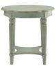 Fordon Wooden End Table, Scalloped Round Top, French Antique White Finish