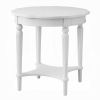 Fordon Wooden End Table, Scalloped Round Top, French Antique White Finish