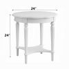 Fordon Wooden End Table, Scalloped Round Top, French Antique White Finish