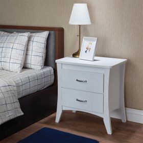 Contemporary Style 2 Drawers Wood  Nightstand By Babb, White