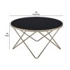 Alluring Coffee Table, Black Glass & Gold