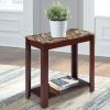 Impressive Chairside Table With Marble Top, Brown