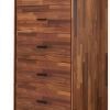 Enchanting  Wooden Chest With 5 Drawers, Walnut Brown