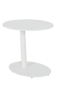 Modern Metal Outdoor Side Table With Oval Top and Base, White