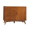 40 Inch Mahogany Wood Sideboard Cabinet Console, 3 Drawers, Walnut Brown