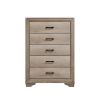 Natural Tone Wooden Chest With 5 Drawers In Brown