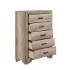 Natural Tone Wooden Chest With 5 Drawers In Brown