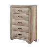 Natural Tone Wooden Chest With 5 Drawers In Brown