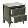 2 Drawers Wooden Night Stand with Flared Legs Gray