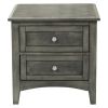 2 Drawers Wooden Night Stand with Flared Legs Gray