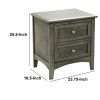 2 Drawers Wooden Night Stand with Flared Legs Gray