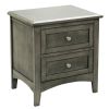 2 Drawers Wooden Night Stand with Flared Legs Gray