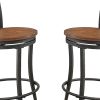 Wood & Metal Counter Height Swivel Chair, Gray & Brown, Set Of 2