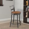 Wood & Metal Counter Height Swivel Chair, Gray & Brown, Set Of 2