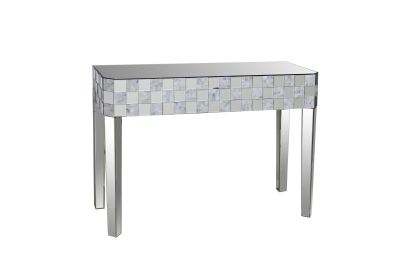 Frosted Chequered Pattern Console Table In Rectangular Shape, Clear