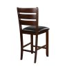 WoodCounter Height Chairs With Slatted Backs, Set of 2, Dark Brown