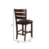 WoodCounter Height Chairs With Slatted Backs, Set of 2, Dark Brown