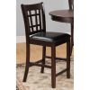 41 Inch Wood Counter Height Chair, Leatherette Seat, Dark Brown, Set of 2