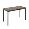 Faux Marble Writing Desk With Leatherette Upholstered Metal Chair, Black