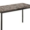 Faux Marble Writing Desk With Leatherette Upholstered Metal Chair, Black