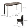 Faux Marble Writing Desk With Leatherette Upholstered Metal Chair, Black