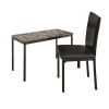 Faux Marble Writing Desk With Leatherette Upholstered Metal Chair, Black