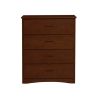 Wooden Chest With 4 Drawers, Dark Cherry Brown