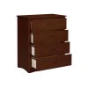 Wooden Chest With 4 Drawers, Dark Cherry Brown