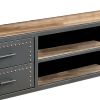 60" Wooden TV Stand With 4 Drawers and 2 Open Shelves In Gray