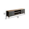 60" Wooden TV Stand With 4 Drawers and 2 Open Shelves In Gray
