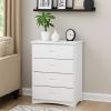 Wooden Four Drawer Chest With Cutout Handles, White