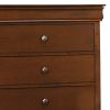 Transitional Style Wooden Chest With 5 Drawers, Cherry Brown