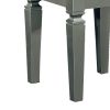Wooden Vanity Stool With Faux Leather Tufted Seat, Gray