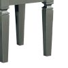 Wooden Vanity Stool With Faux Leather Tufted Seat, Gray