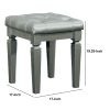 Wooden Vanity Stool With Faux Leather Tufted Seat, Gray