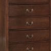 5 Drawer Wooden Chest with Metal Hardware, Cherry Brown