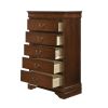 5 Drawer Wooden Chest with Metal Hardware, Cherry Brown