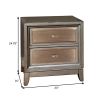 Contemporary Solid Wood Night Stand With Drawers, Silver