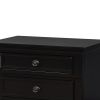 Transitional Solid Wood Night Stand With Three Drawers, Black